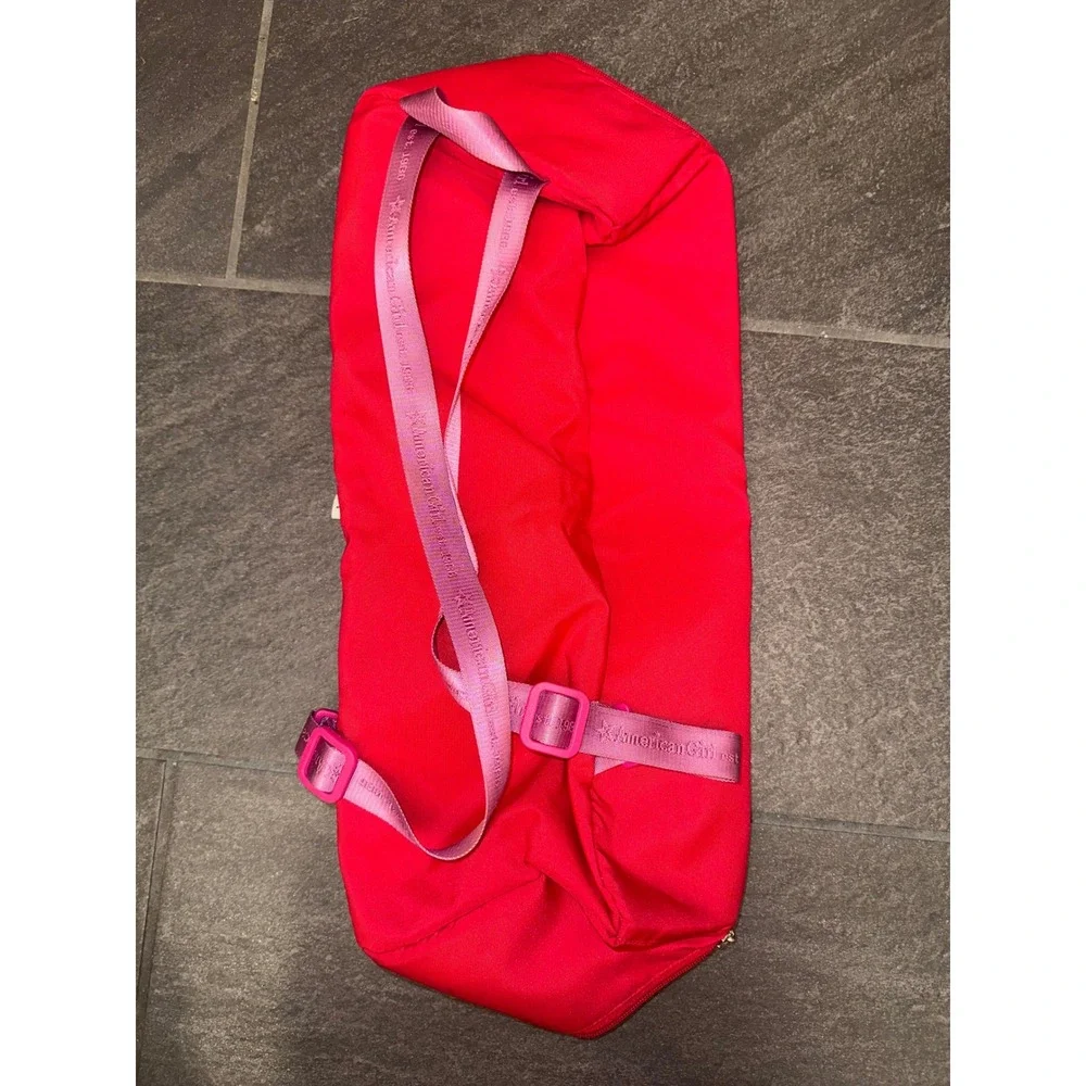 American Girl Doll Carrier Backpack Red Pink Travel Bag with Porthole Window